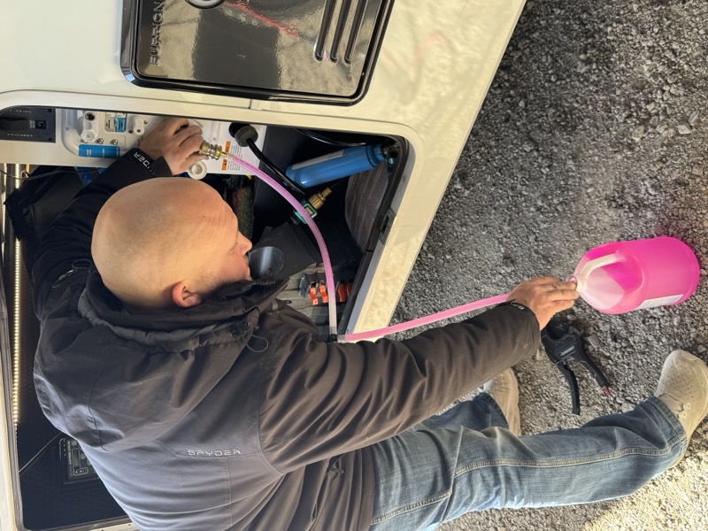 RV HVAC and appliance repair service in progress